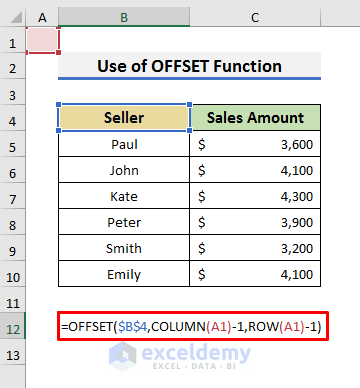 Apply OFFSET Function to Switch Vertical Column
