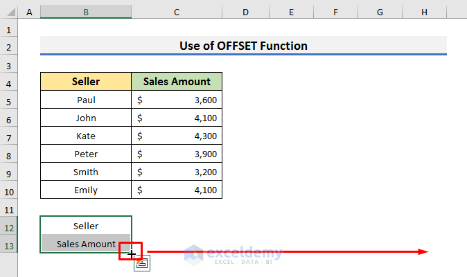 Apply OFFSET Function to Switch Vertical Column