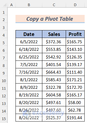 how to copy a pivot table