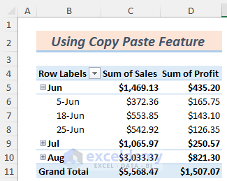 how to copy a pivot table method 1