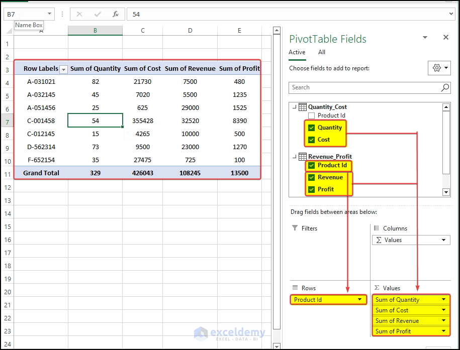 pivot table from different worksheet output by setting relationships between two dataset. 