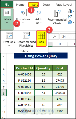 Applying Power Query to Create Pivot Table in Excel for Different Worksheets