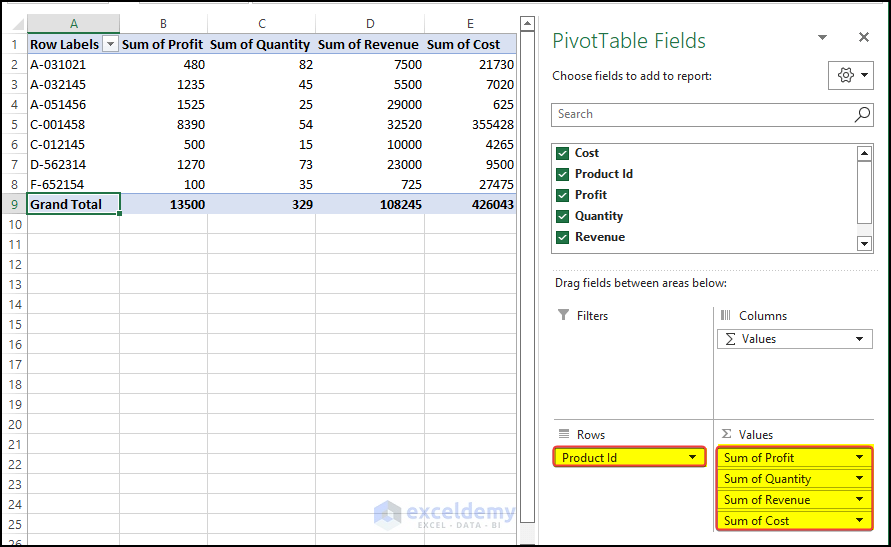 Output of Create Pivot Table for Different Worksheets using the Power Query. 