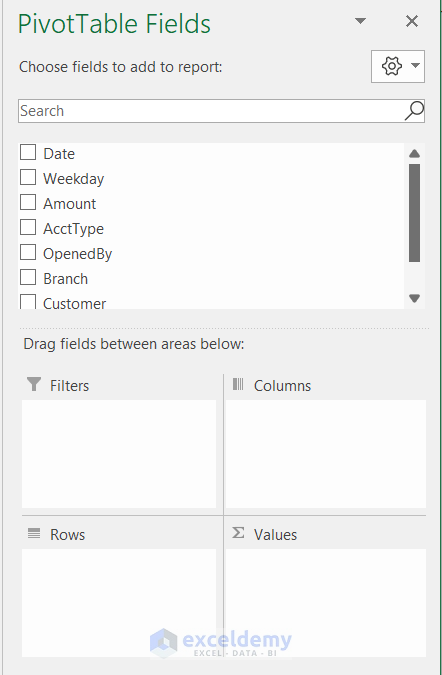 Adding Fields to Pivot Table to Create a Pivot Table in Excel with example