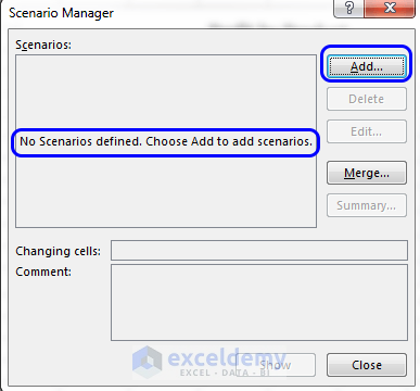 Scenario Manager in Excel 2013 to do Scenario Analysis Image2