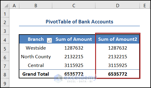 Adding Second Value Field in Pivot Table