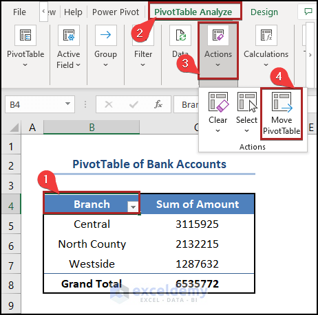 Moving Pivot Table to New Location