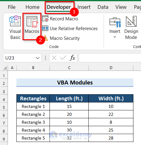 Using Macros Command to Run VBA Modules in Excel