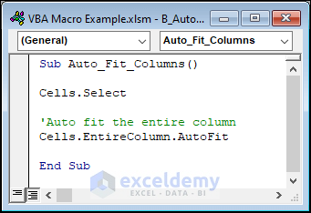 VBA code to autofit columns