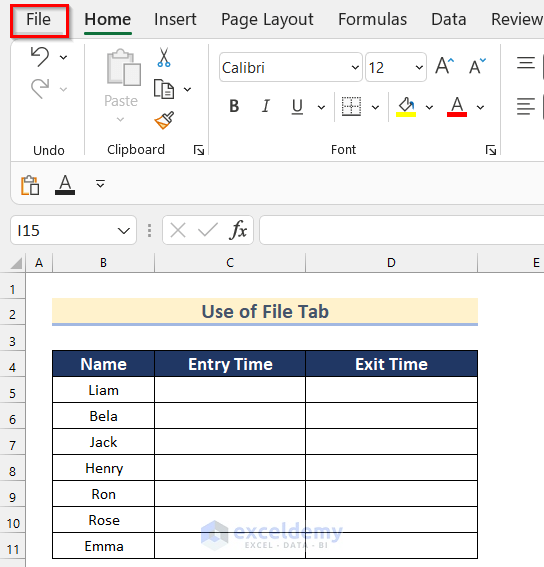 Use of File Tab to Add Macro to Quick Access Toolbar in Excel