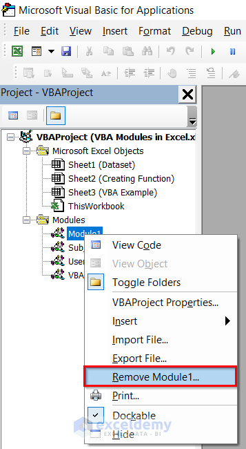 Removing VBA Modules in Excel