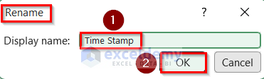 Opening Rename Box to Add a Macro in Excel