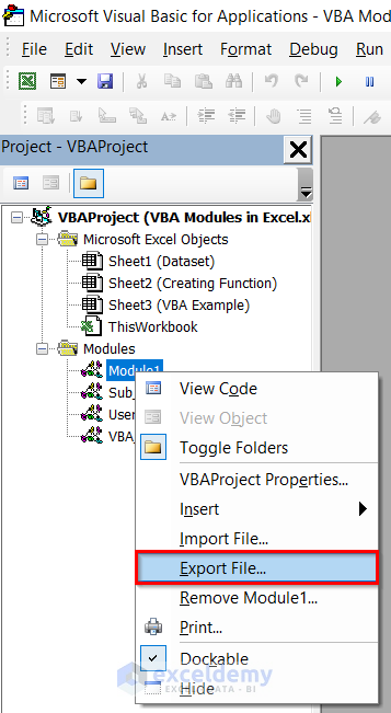 Exporting VBA Modules in Excel