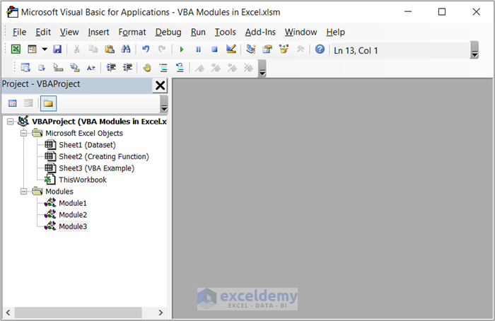 Opening Visual Basic Window to Insert VBA Modules in Excel