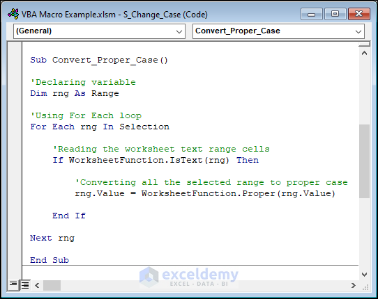 VBA code to convert characters to proper case