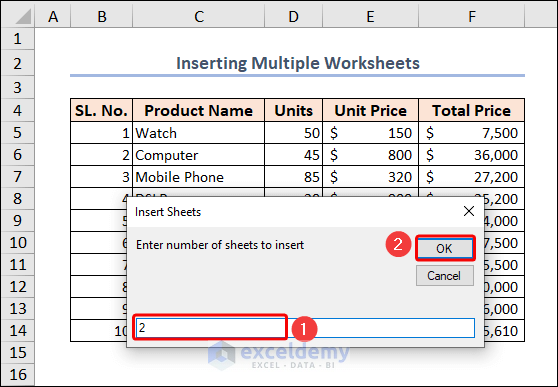 entering number of sheet to insert in input box