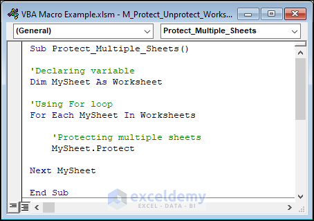 VBA code to protect sheets