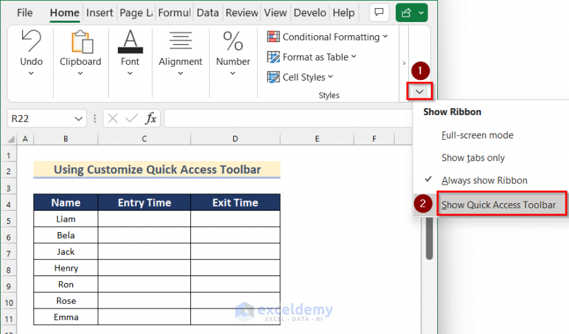 Using Customize Quick Access Toolbar to Add a Macro to Your Quick Access Toolbarin Excel