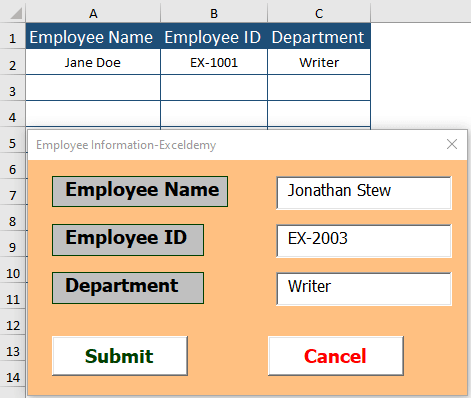 Data Entry-Excel VBA Userform Examples