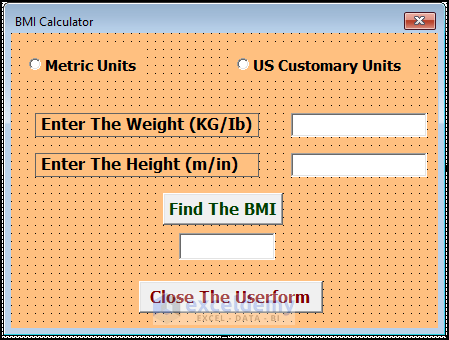 BMI-Excel VBA Userform Examples