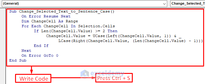 Excel VBA to Change Selected Text to Sentence Case