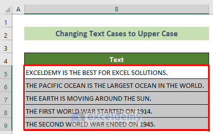 Changed Selected Text to Upper Case by Excel VBA