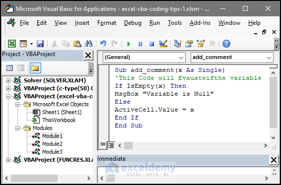 Add Comment VBA tips to Increase Readability