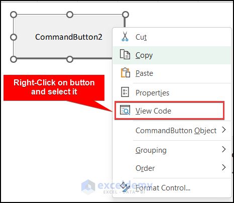 View code for Command Button