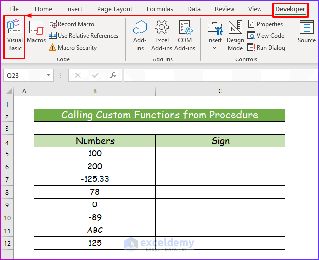Calling Custom Functions from Procedure to Execute VBA Function Procedure in Excel