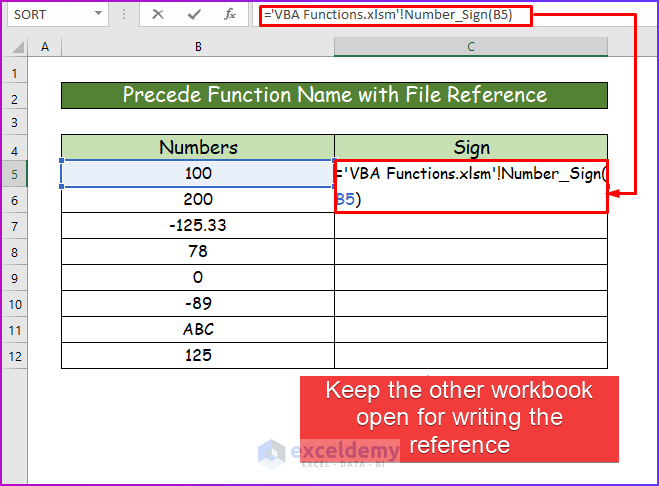 Precede Function Name with File Reference to Execute VBA Function Procedure in Excel