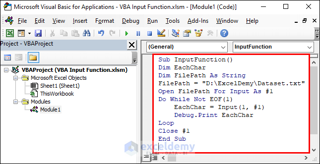 code module with VBA Input function 