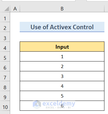 Arranging Dataset to Use Activex Control in Excel