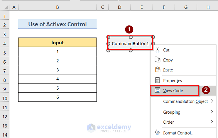 VBA window to Use Activex Control in Excel
