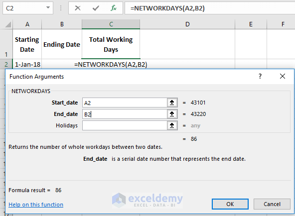 Using Excel Function Argument Dialogue Box