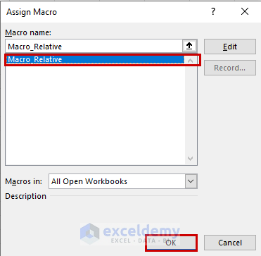 Run Macro Relative Reference Excel