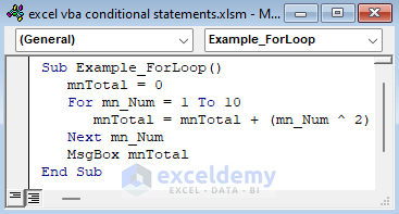 Using FOR Loop as Conditional Statement 
