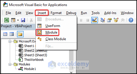 inserting module to illustrate how to Use VBA Function Procedure with Arguments in Excel