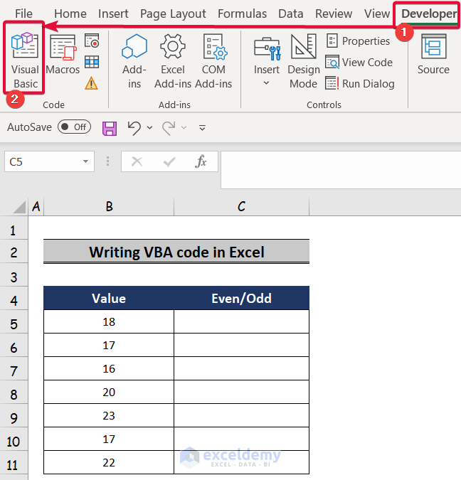 opening visual basic window to write vba code in excel