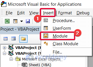 inserting module to write vba code in excel