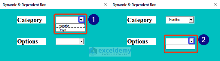 Use of the combo box in Excel