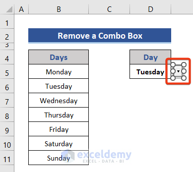 How to Remove Combo Box in Excel