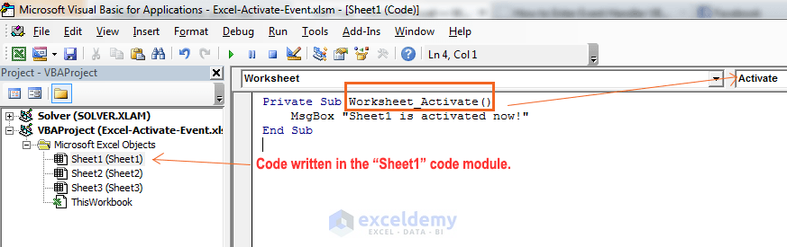 excel worksheet events