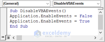 How to Disable VBA Events in Excel