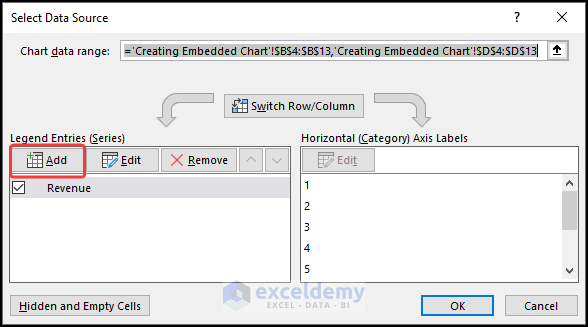 embedded chart excel