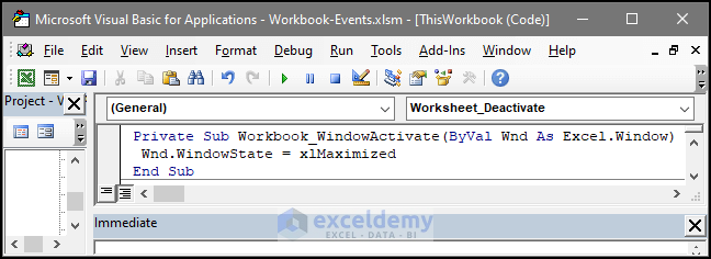 Using VBA Workbook level Event: WindowActivate