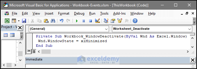 Using VBA Workbook level Event: WindowDeactivate