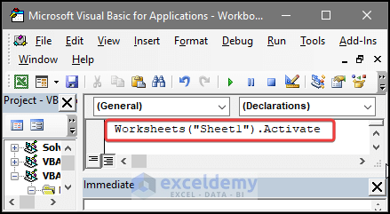 Using Worksheet level Event: Activate