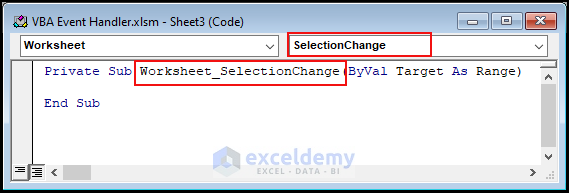SelectionChange event gets selected automatically