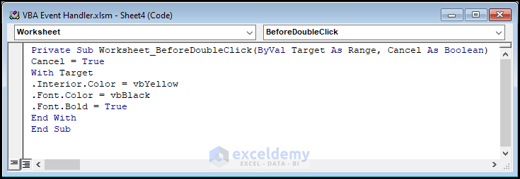 VBA Event Handler to Avail Advantage of Double-Click