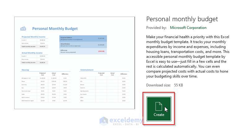 Create a new workbook by clicking on the template